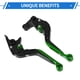 thumbnail image 5 of Palancas de freno y embrague cortas y largas para Yamaha YZF R1 99-01, palanca de freno ajustable en 6 posiciones, aleación de aluminio, mango negro con extremo verde, 5 of 6