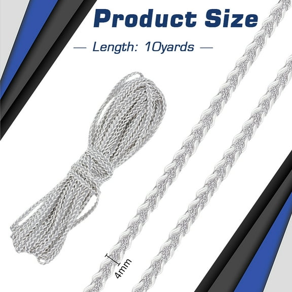 1skein 10 Yards Polyester Lace Trims White 1/8 inch(4mm) about 10.00 Yards(9.14m)/Skein