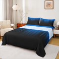 thumbnail image 1 of Manfei Gradient Blue Full Size Sheets 4-Piece, Geometric Neon Lights Bed Sheets, Modern Abstract Black Sheet Sets, Ultra Soft Home Decor, 1 of 6
