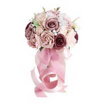 S SERENABLE Wedding Roses Bouquet Bride Holding Bouquet Elegant Simulated Romantic Decorative Artificial Flowers for Weddings Centerpieces Burgundy