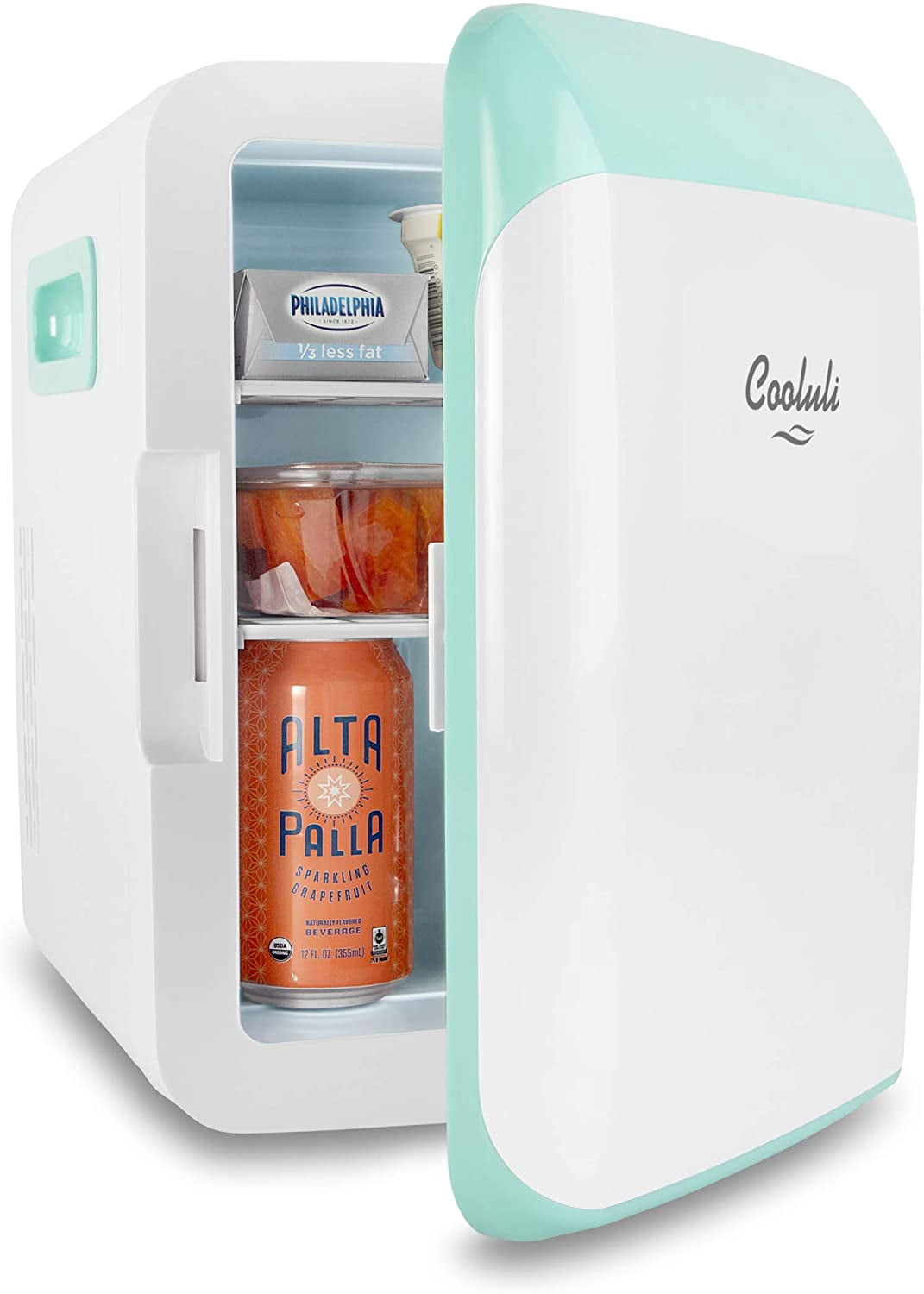 Cooluli Classic Turquoise 10 Liter Compact Portable Cooler Warmer Mini Fridge for Bedroom, Office, Dorm, Car - Great for Skincare & Cosmetics (110-240V/12V)
