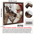 thumbnail image 3 of 2D Flat, 1pc Vintage Wooden Framed Santa Claus Reindeer Touching Noses Christmas Wall Art - 8x8 Inch Holiday Decor with Red Striped Stockings, Snowy Forest Scene, Perfect for Home Office, Christmas, 3 of 9