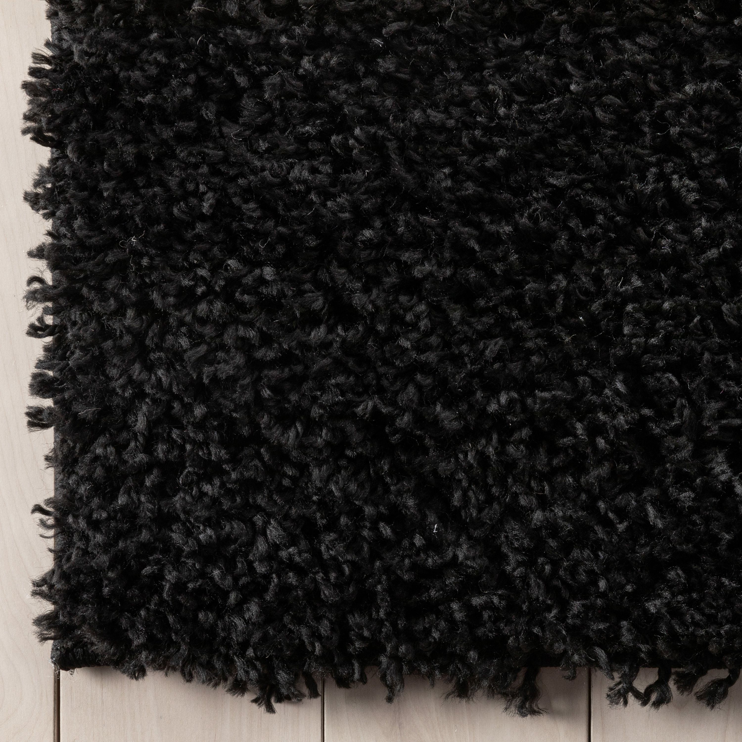 Well Woven Elle Basics | Emerson Shag Black | Textured Area Rug 3x5 (3'11" x 5'3")