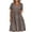Brown, variant on Homenesgenics Dresses for Women Plus Size Women's Round-Neck Casual Short Sleeve Solid Waisted Layer Chiffon Dresses with Belt Gifts for Women