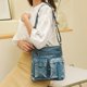 thumbnail image 5 of Bolso para mujer monedero suave lavado PU cuero correa ajustable múltiples bolsillos simple Azul Yuyangstore Bolso de mujer, 5 of 8
