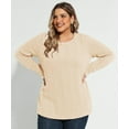 thumbnail image 3 of CASSIE LIZ Womens Plus Size Sweaters 4X Crew Neck Knit Pullover Fall Fashion Beige Loose Fit Winter Dressy 4XL 24W 26W, 3 of 10