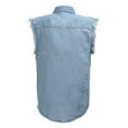 thumbnail image 4 of Milwaukee Leather DM1001 Men's Blue Lightweight Denim Shirt with Frayed Cut Off Sleeveless Look Large, 4 of 4