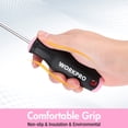 thumbnail image 5 of WORKPRO 6-Piece Pink Magnetic Screwdrivers Set, Includes 3 Slotted & 3 Phillips Screwdrivers, Stubby Screwdrivers, Cr-V Shank, Hand Tool Kit for Woman - Pink Ribbon, 5 of 10
