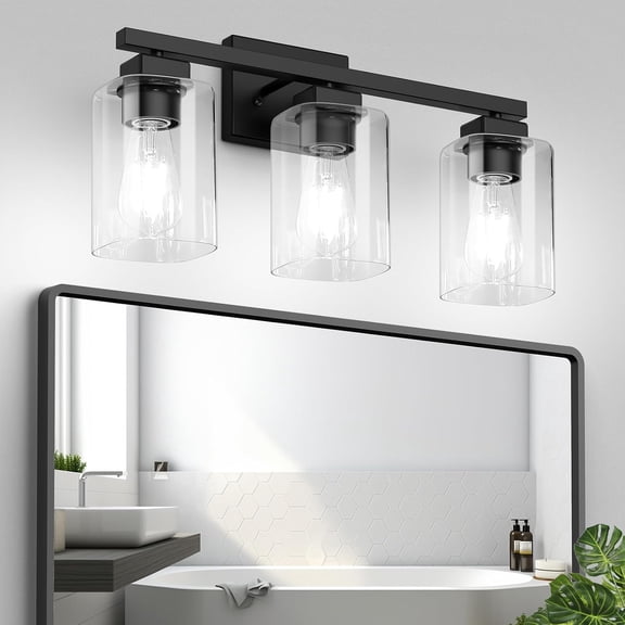 Nordic Hygge 19" 3-Light Bathroom Light Fixture, Black