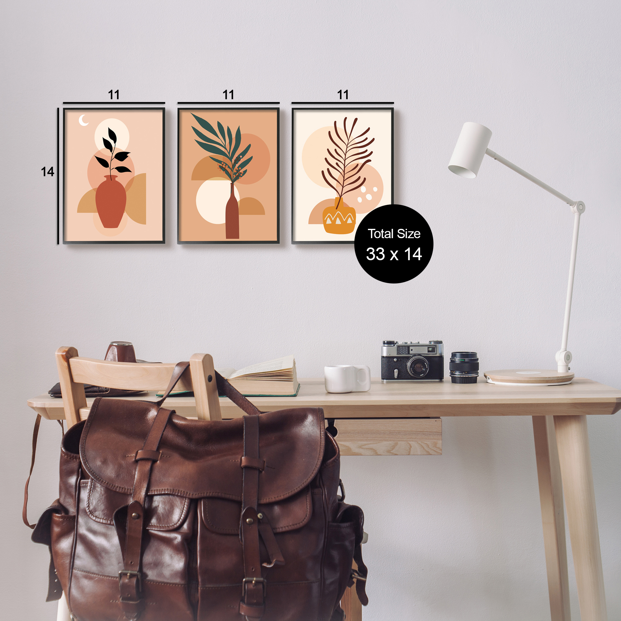 Stupell Industries Boho Plant Vases Botanical & Floral Painting Black Framed Art Print Wall Art, 11 x 14