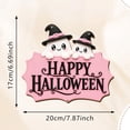 thumbnail image 3 of Kdkad Halloween Welcome Sign for Front Door, Ghost Wooden Wreaths with Hanging Chains for Halloween Decorations Outdoor, Pink Black Halloween Wall Decor for Halloween Party Supplies, 3 of 7