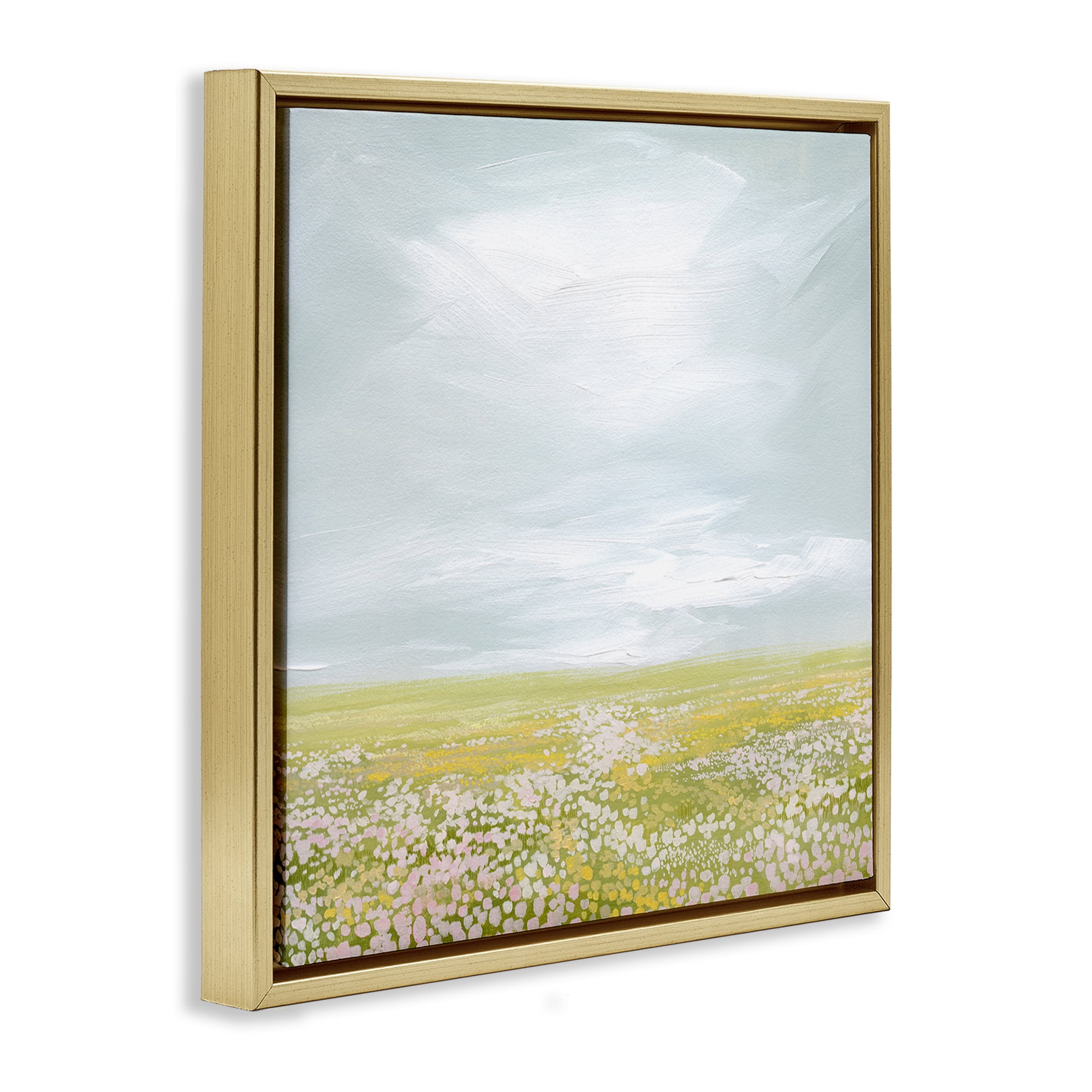 Stupell Industries Vast Spring Meadow Landscape & Nature Painting Gold Floater Framed Canvas Art Print Wall Art, 25 x 25