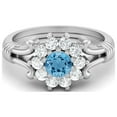 thumbnail image 2 of 4.5MM Forme Ronde Suisse Topaze Bleue 925 Argent Sterling Cluster Femmes Bague de Fiançailles, 2 of 3