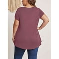 thumbnail image 4 of Womens Plus Size Tops Criss Cross V Neck Short Sleeve Summer Casual Blouses, Wine-2X, 4 of 6