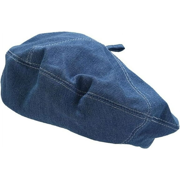 Denim Beret Hat for Women French Style Artist Hat Casual Beanie Cap