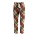 thumbnail image 4 of WTOBBY Men's Plaid Print Pajama Pants, Casual Sleepwear Drawstring Elastic Waist Comfortable Straight Leg Loose Fit Trousers for Yoga and Home Wear,Red XL, 4 of 4