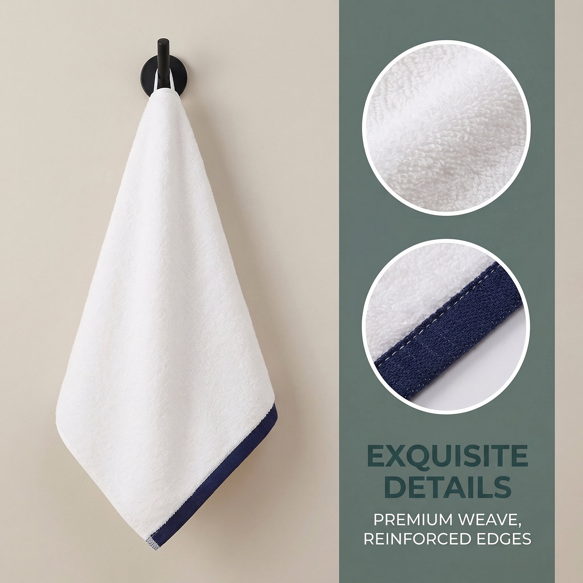 Unique Bargains Cotton Solid Absorbent Durable Soft Hand Towels White 29" x 13"