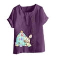 thumbnail image 4 of Daisyyozoid Chandail en Molleton Drôle de Jour de Pâques pour Femmes Été Surdimensionné Décontracté Col Rond Manches Courtes Imprimé Floral Tops Amples, 4 of 5