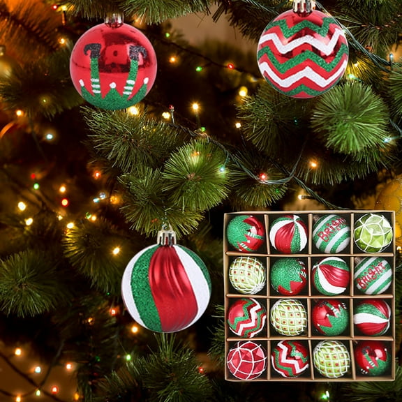 16PC Red And Green Christmas Ball Ornaments,6CM Colorful Christmas Balls Set, Christmas Plastic Balls For Window Decoration, Red And Green Shatterproof Christmas Tree Decorations Hanging Ball