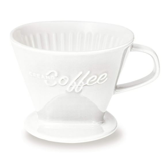 Creano XXL Porcelain Coffee Dripper Ceramic Cone Brewer - Filter Size 4 White - huge and heavy quality 800gr/28oz - 6 Colours availeble