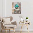 thumbnail image 4 of Rustic Floral Framed Wall Art Farmhouse Teal Dahlia Flowers in Vintage Bathtub Bathroom Canvas Wall Art Country Wood Board Picture Print Wall Artwork for Living Room Bedroom Ready to Hang 12"x16", 4 of 6
