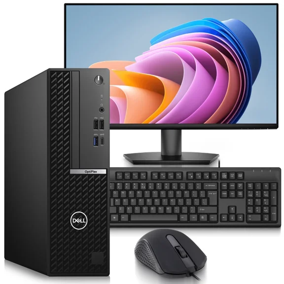 Restored Dell OptiPlex 5080 SFF Desktop Computer – Intel Core i5-10500 10th Gen – 16GB DDR4 RAM – 256GB SSD – 24" Monitor - Keyboard & Mouse – Built-in WiFi – Business PC – Windows 11 Pro