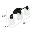 thumbnail image 3 of Lalia Home Studio Loft Modern Three Light Metal and Clear Seeded Glass Shade Vanity Uplight Downlight Wall Mounted Fixture, Black, 3 of 7