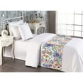 thumbnail image 2 of Jungle Leaves Bed Runner, Watercolor Style Leafy Twigs with Wisteria and Sakura Pattern, Decorative Accent Bedding Scarf for Hotels Homes & Guest Rooms, Twin, Lavender Blue Lime Green, by Ambesonne, 2 of 3