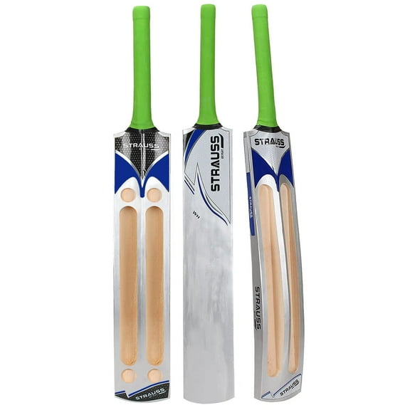 Strauss Scoop Tennis Kashmir Willow Cricket Bat Perfect For Casual Matches | Colour - Silver