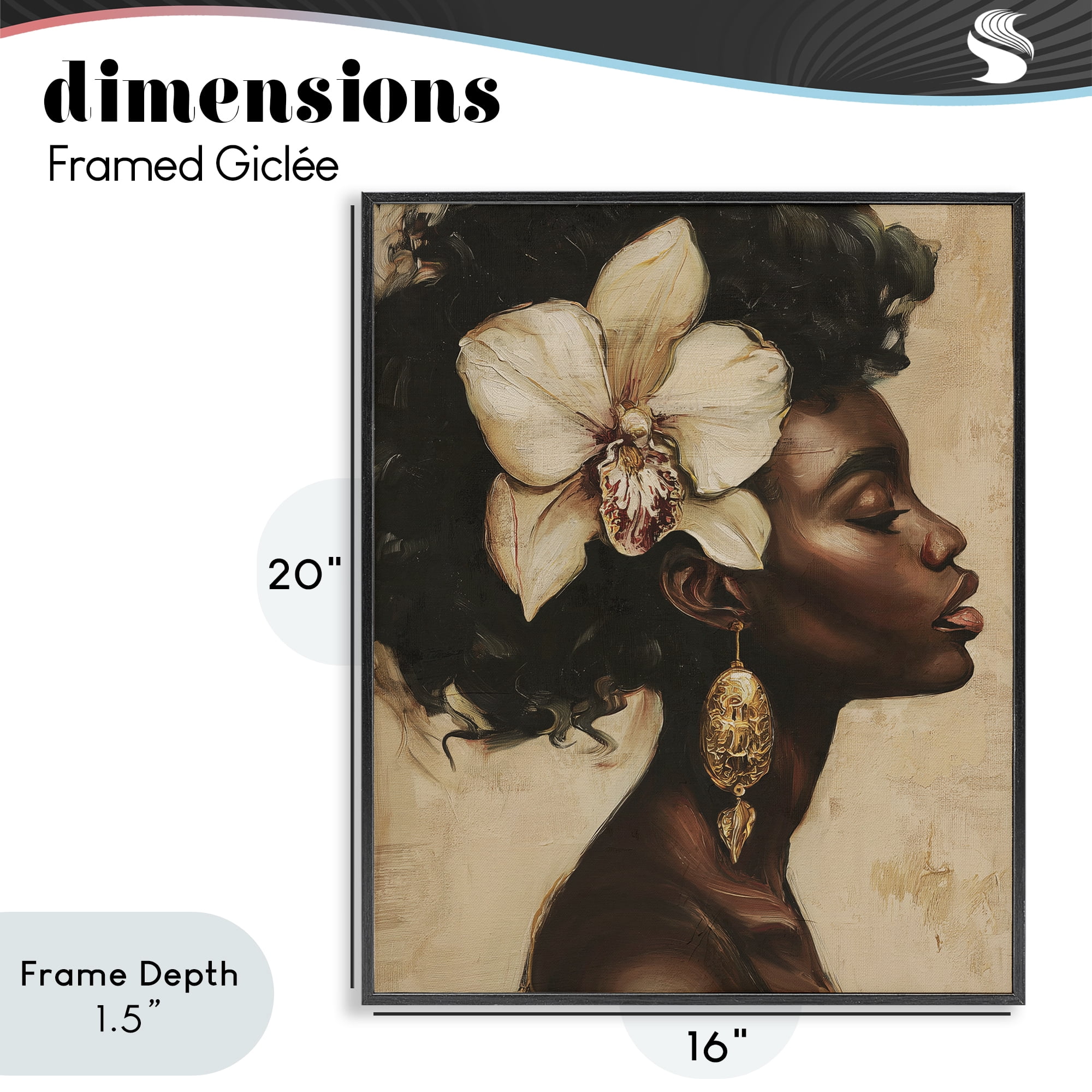 Stupell Industries Orchid Majesty Portrait Black Framed Giclee Art, design by Svetlana Aleynikova