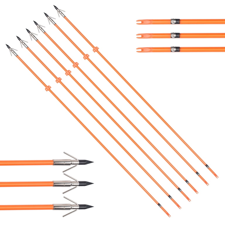 GPP 32'' Bowfishing Arrows, Solid Fiberglass Shaft with Broadheads