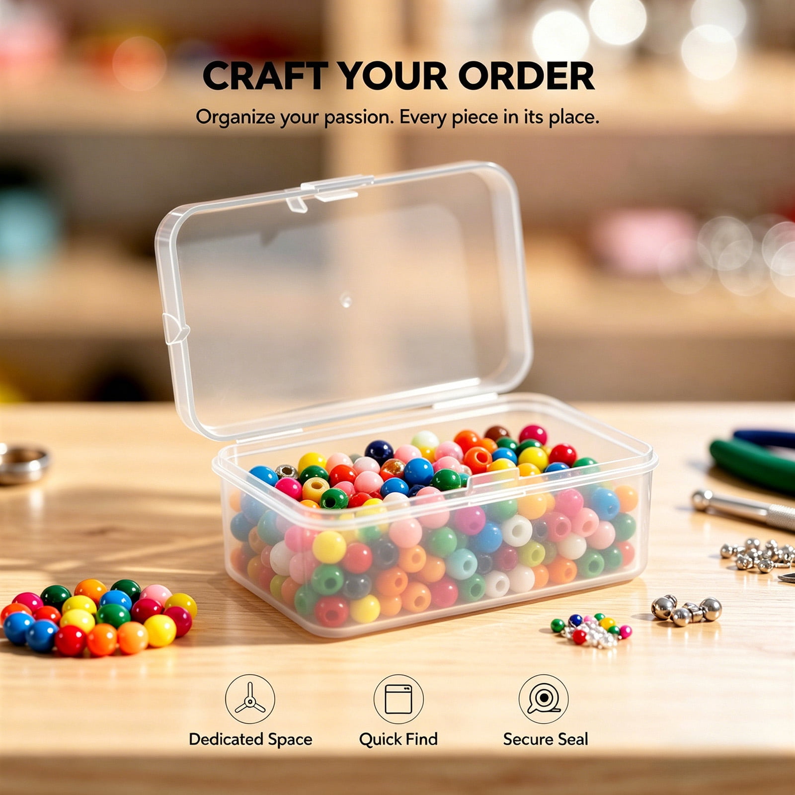 2 PCS Bead Organizer Box Set, 2 Clear Plastic Storage Cases with 24 Removable Small Boxes, DIY Craft Container for Jewelry Making Sewing Supplies, Small Parts Storage Box with Lid