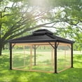 thumbnail image 2 of Universal 12ftx 12ft Gazebo Replacement Patio Mosquito Netting, Brown 4-Panel Netting Walls with Double Zippers for Patio (Mosquito Net Only), 2 of 8