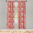 thumbnail image 3 of Ambesonne Tropical Curtains, Exotic Monstera Plantation, Pair of 28"x63", Pale Grey and Salmon, 3 of 5