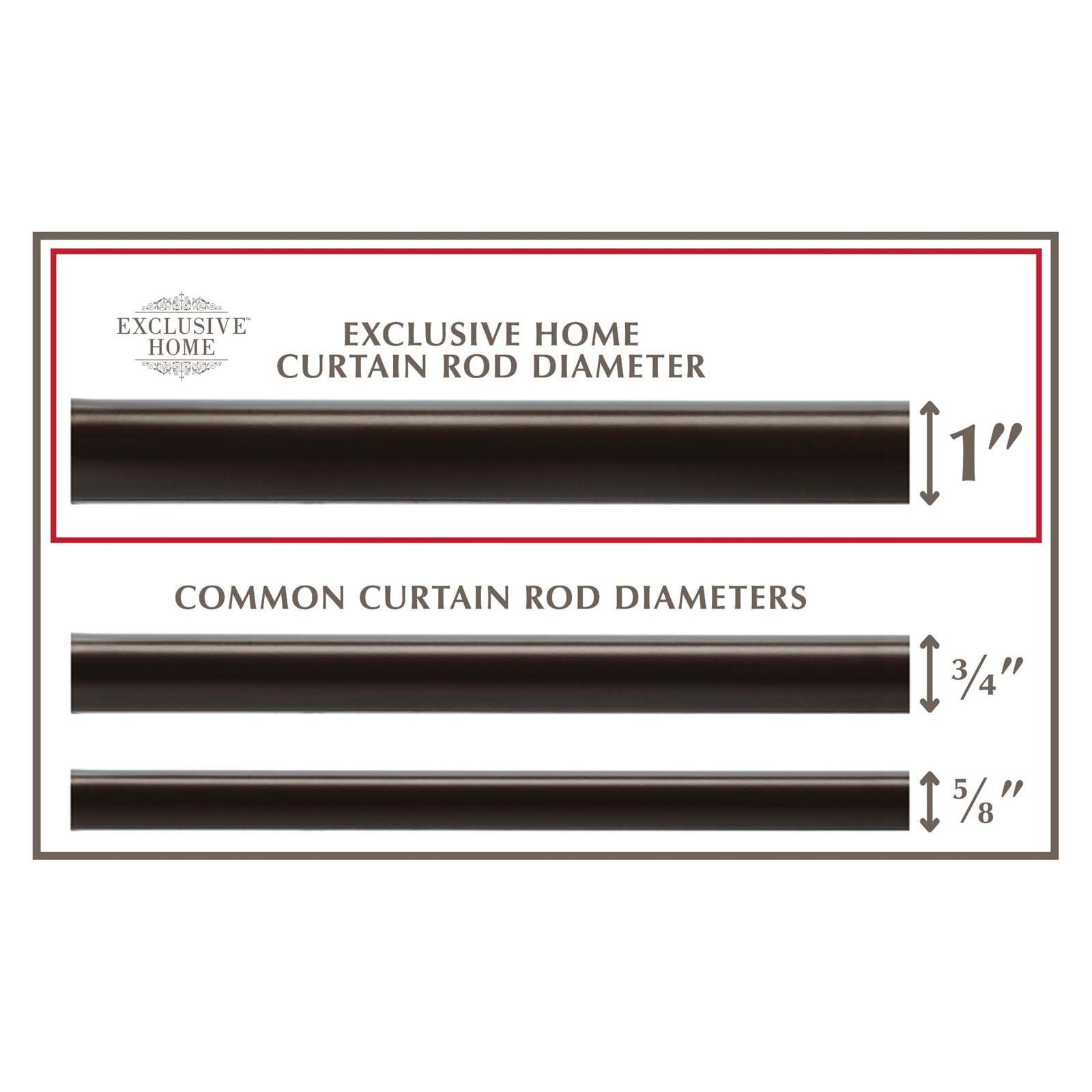 EXCLUSIVE HOME Topper 1" Curtain Rod and Finial Set, Matte Bronze, Adjustable 84"-160"