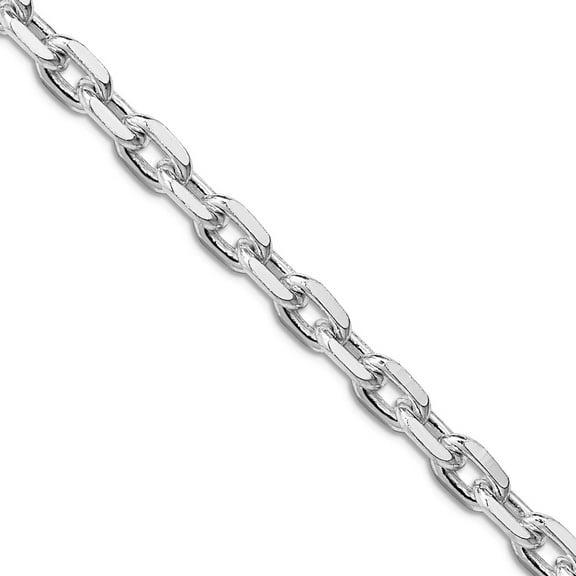 925 Sterling Silver Rhodium Plated 5.4mm Beveled Oval Cable Chain Necklace 26 Inch Chain Necklace for Women and Men