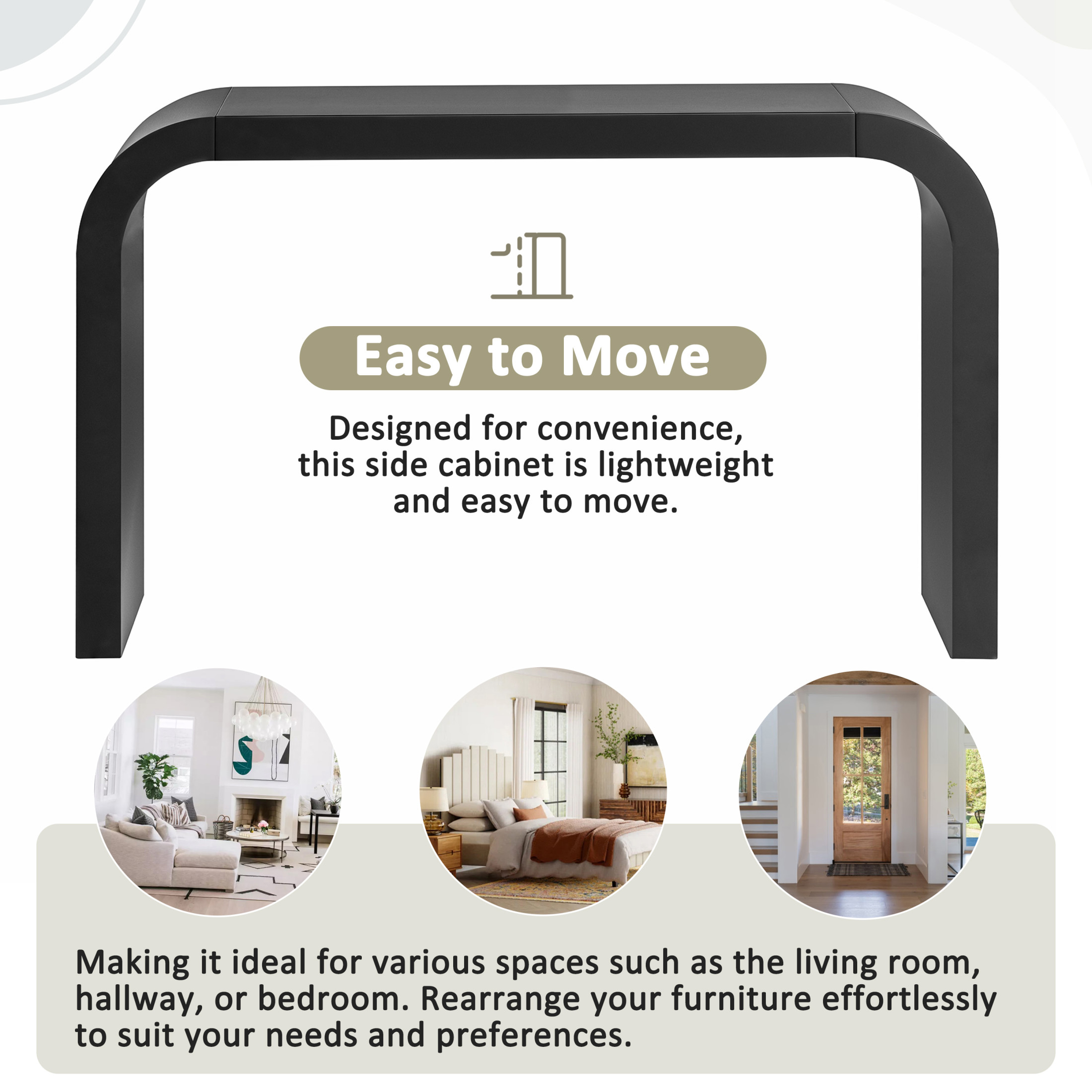 Christopher Knight Home Modern 52" Curved Console Table, Wood Entryway Table for Hallway, Black