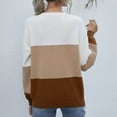 thumbnail image 4 of Womens Color Block Sweater 2025 Winter Fall Casual Loose Round Neck Long Sleeve Knitted Pullover Sweater Tops,White,XL, 4 of 4