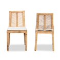 thumbnail image 3 of bali & pari Suci Modern Bohemian Natural Brown Rattan 2-Piece Dining Chair Set, 3 of 5