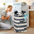 thumbnail image 5 of Yayeee Freestanding Laundry Hamper with Handle Collapsible Large Storage Basket for Clothes, Dark Sharks, 5 of 7
