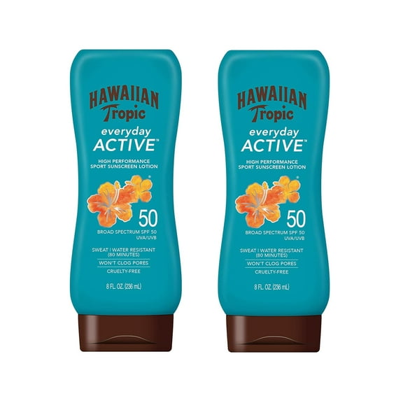 Hawaiian Tropic Everyday Active Sunscreen Lotion Spf 50, Water-Resistant, Broad Spectrum Uva/Uvb Protection, 8 Fl Oz (Pack Of 2) - Pack Of 1