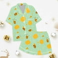 thumbnail image 3 of WOYY Little Girls Silk Bee Print Short Sleeve Button Top and Shorts Pajamas, Size 2-13, 3 of 3