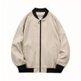 thumbnail image 1 of Man Solid Color Pockets Zipper Loose Baseball Collar Coat, 1 of 9
