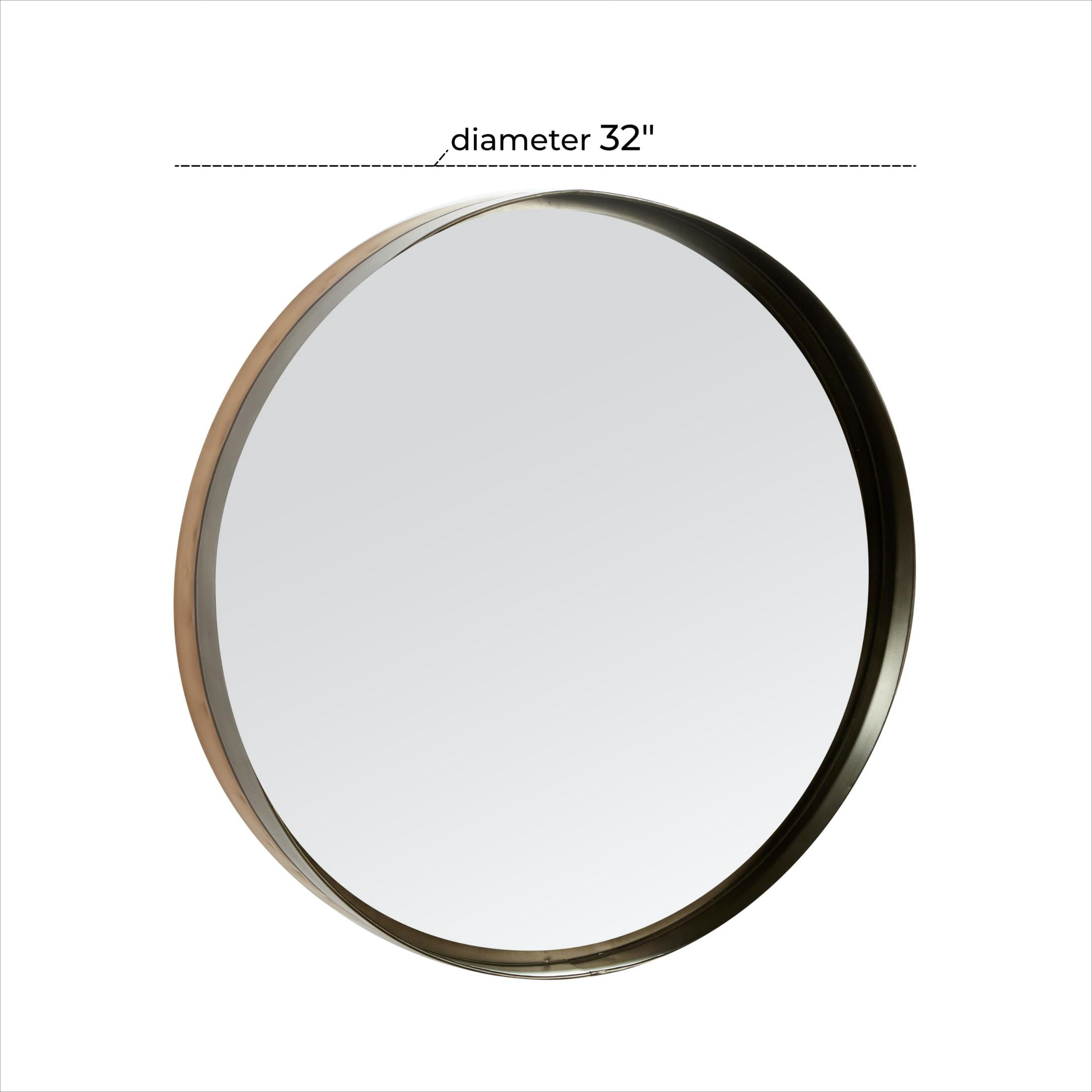 DecMode 32" x 32" Brown Wall Mirror with Thin Frame