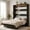 Black, variant on ZAFLY Murphy Bed Full with LED Lights, Foldable Wall Bed Frame with Gas Struts, Space-Saving Hidden Cabinet for Bedroom/Office - Brown