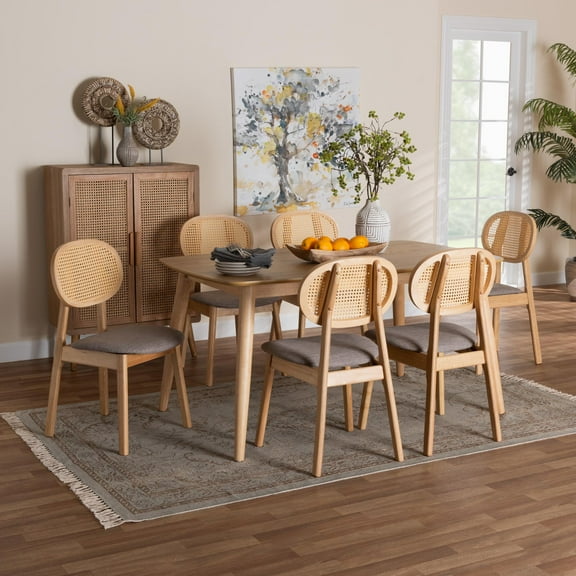 Baxton Studio Darrion Mid-Century Modern Cream Fabric and Black Finished Wood 5-Piece Dining Set