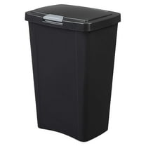 Sterilite 10459004 13 Gallon TouchTop Wastebasket with Titanium Latch, Black