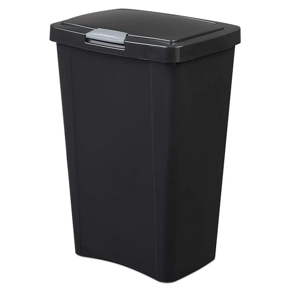 Sterilite 10459004 13 Gallon TouchTop Wastebasket with Titanium Latch, Black