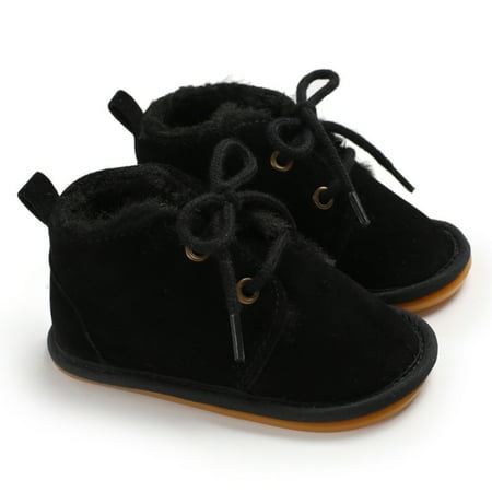 

Baby Boys Girls Fashion Lace up Plush Warm Boots Winter Casual Shoes
