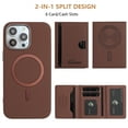 thumbnail image 5 of ELEHOLD Case for iPhone 16, 2-in-1 Detachable Magnetic Wallet Case with Card Holder, RFID Blocking Shockproof PU Leather Cover with Kickstand,Brown, 5 of 5